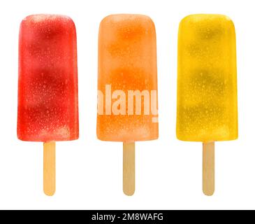 Popsicles aux couleurs différentes, collection Ice Lollys Banque D'Images