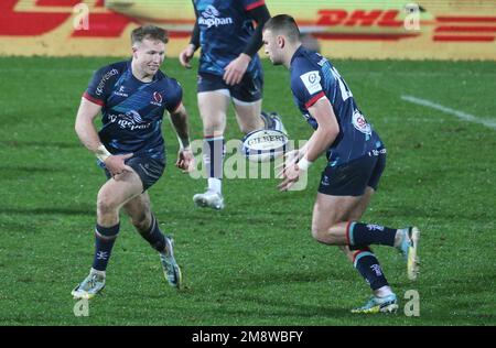 Billy Burns du rugby à XV pendant la coupe des champions, match de rugby entre le Stade Rochelais (la Rochelle) et le rugby à XV sur 14 janvier 2023 au stade Marcel Deflandre à la Rochelle, France / DPPI Banque D'Images