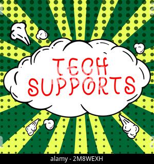 Écriture affichage de texte support technique. Aide sur les idées d'entreprise fournie par le technicien en ligne ou le service clientèle du centre d'appels Banque D'Images