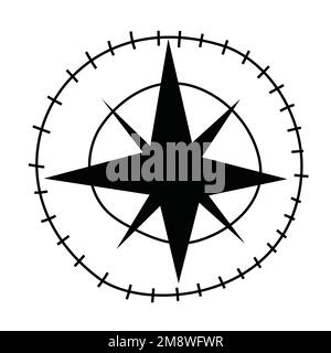 Boussole vent rose main Doodle élément de conception noir. Illustration de Vecteur