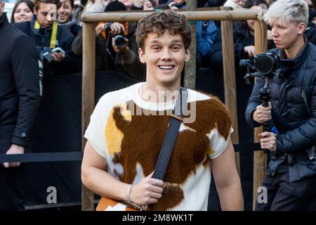 Milan, Italie. 14th janvier 2023. Hunter Doohan est vu au Fendi show pendant la semaine de mode de Milan vêtements pour hommes automne/hiver 2023/2024 à Milan (photo par Mairo Cinquetti/Sopa Images/Sipa USA) Credit: SIPA USA/Alay Live News Banque D'Images