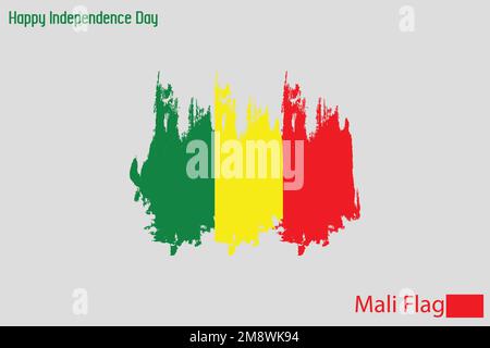 Mali drapeau national artistique Grunge Pinceau Contour concept Vector Design Illustration de Vecteur