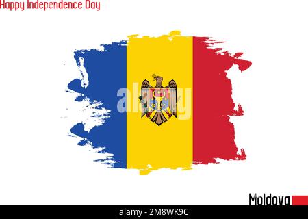 Moldavie drapeau national artistique Grunge Pinceau concept Vector Design Illustration de Vecteur