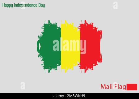 Mali drapeau national artistique Grunge Pinceau Contour concept Vector Design Illustration de Vecteur