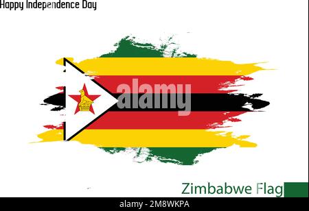 Drapeau national du Zimbabwe stock Vector dessiné avec des coups de pinceau Illustration de Vecteur