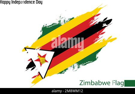 Drapeau national du Zimbabwe stock Vector dessiné avec des coups de pinceau Illustration de Vecteur