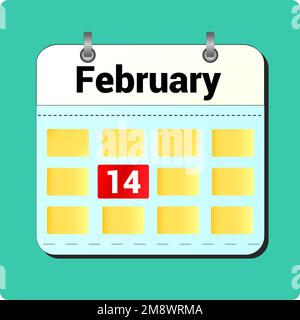 Dessin vectoriel de calendrier, date 14 février sur la page Illustration de Vecteur