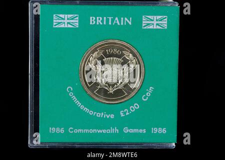 1986 £2 pièces commémorant les Jeux du Commonwealth en Écosse Banque D'Images