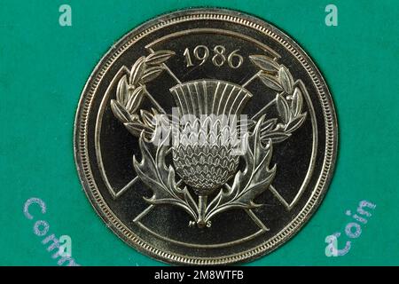 1986 £2 pièces commémorant les Jeux du Commonwealth en Écosse Banque D'Images