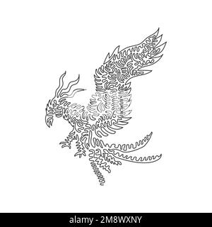 Un seul dessin d'une ligne de l'art abstrait Phoenix volant mignon Dessin en ligne continue dessin graphique illustration vectorielle de l'oiseau immortalité pour icône Illustration de Vecteur