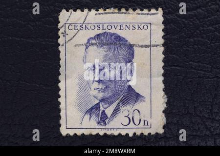 Valverde (CT), Italie - 15 janvier 2023: Un ancien timbre-poste de Tchécoslovaquie Banque D'Images