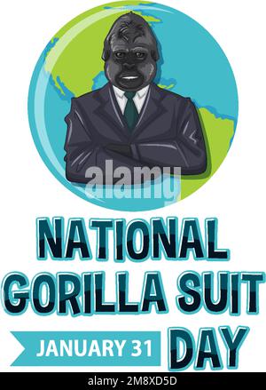 Illustration de la bannière nationale Gorilla suit Day Illustration de Vecteur