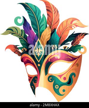 Illustration vectorielle d'un masque vénitien coloré et orné dans un style visuel de carnaval Illustration de Vecteur