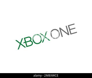 Xbox One, logo pivoté, arrière-plan blanc Banque D'Images