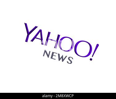 Yahoo! Actualités, logo pivoté, arrière-plan blanc B Banque D'Images