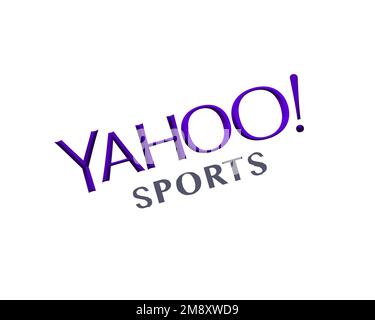 Yahoo Sports, logo pivoté, arrière-plan blanc Banque D'Images