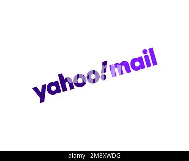 Yahoo! Courrier, logo pivoté, arrière-plan blanc Banque D'Images