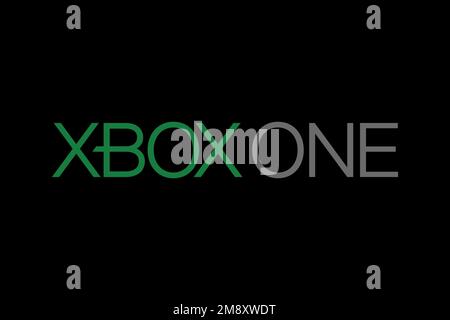 Xbox One, logo, fond noir Banque D'Images