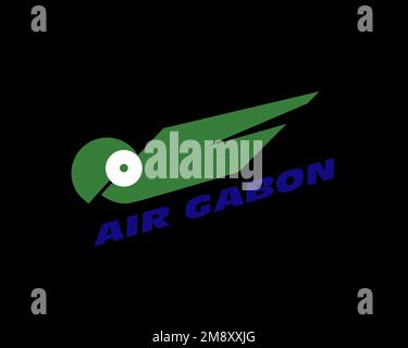 Air Gabon, logo pivoté, fond noir Banque D'Images