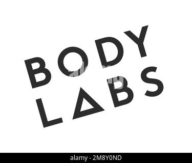 Body Labs, logo pivoté, fond blanc Banque D'Images