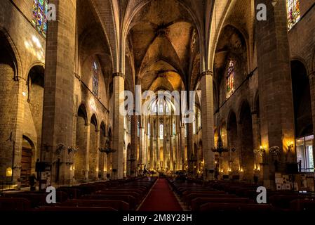 Intérieur de la basilique gothique de Santa Maria del Mar (Barcelone, Catalogne, Espagne) ESP: Intérieur de la basílica gótica de Santa Maria del Mar Banque D'Images