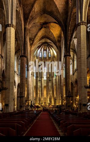 Intérieur de la basilique gothique de Santa Maria del Mar (Barcelone, Catalogne, Espagne) ESP: Intérieur de la basílica gótica de Santa Maria del Mar Banque D'Images