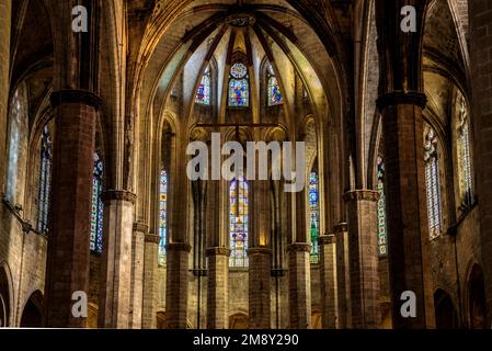 Intérieur de la basilique gothique de Santa Maria del Mar (Barcelone, Catalogne, Espagne) ESP: Intérieur de la basílica gótica de Santa Maria del Mar Banque D'Images