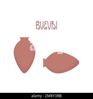 Jeu d'illustrations vectorielles Kvevri. Bateau traditionnel géorgien en argile, carafe Qvevri. Illustration de Vecteur