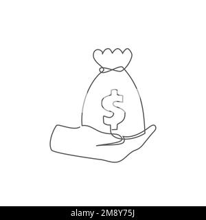 Prêt un dessin de ligne Business Finance et concept d'argent Illustration de Vecteur