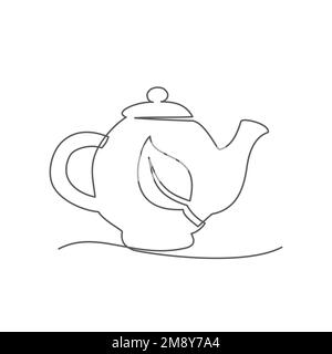 Théière une ligne sur fond blanc Illustration de Vecteur