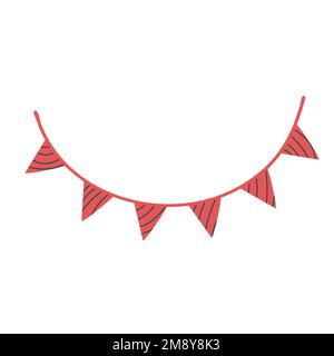Guirlande de carnaval avec drapeaux. Fanions décoratifs colorés pour la fête d'anniversaire, le festival et la décoration de foire. Arrière-plan de vacances avec hangin Illustration de Vecteur