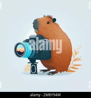 Illustration minimaliste d'une photographie capybara comme une façon amusante d'illustrer la nature photographe ou la photographie de la nature Illustration de Vecteur