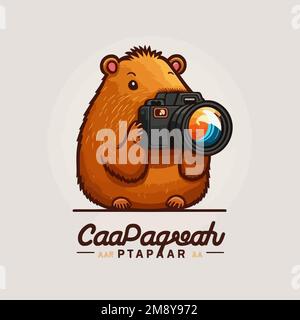 Illustration minimaliste d'une photographie capybara comme une façon amusante d'illustrer la nature photographe ou la photographie de la nature Illustration de Vecteur