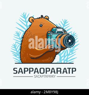 Illustration minimaliste d'une photographie capybara comme une façon amusante d'illustrer la nature photographe ou la photographie de la nature Illustration de Vecteur