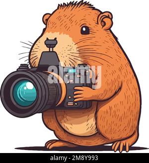 Illustration minimaliste d'une photographie capybara comme une façon amusante d'illustrer la nature photographe ou la photographie de la nature Illustration de Vecteur