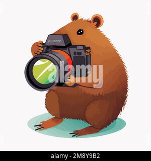 Illustration minimaliste d'une photographie capybara comme une façon amusante d'illustrer la nature photographe ou la photographie de la nature Illustration de Vecteur