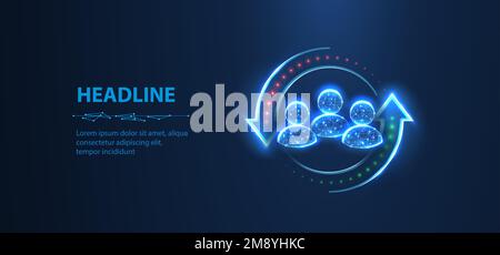 Mise à jour des RH. Trois icônes d'homme à l'intérieur des flèches dans la forme de cercle. Changements des ressources humaines, rétenentioin des employés, mise à jour du personnel, soutien du groupe de travail, personnel Illustration de Vecteur