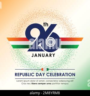 26th janvier, Happy Republic Day of India concept de célébration avec numéro 26 et motif mnémonique de vecteur de drapeau indien. Illustration de Vecteur