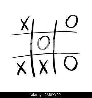 Jeu TIC tac TOE Doodle avec croix et signe de cercle isolé sur fond blanc. . Illustration vectorielle Illustration de Vecteur