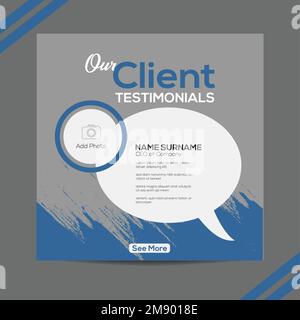 Modèle de bannière Web pour les commentaires des clients sur les médias sociaux. Modèle de réseaux sociaux de commentaires des clients. Illustration de Vecteur