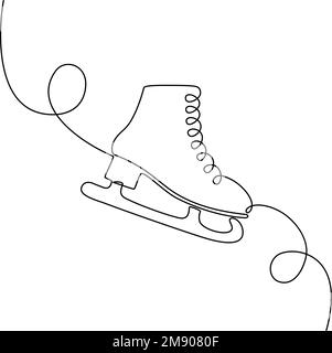 Dessin continu d'une ligne de patin à glace. Illustration vectorielle Illustration de Vecteur