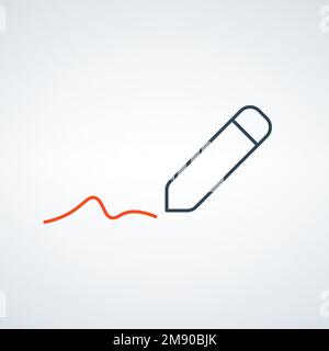 Ligne de dessin linéaire stylo, icône d'écriture. Contour du stylo de signature et signe vectoriel plein. Contour modifiable. Illustration vectorielle isolée sur blanc Illustration de Vecteur