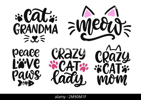 Jeu de phrases de maman de chat drôle Illustration de Vecteur