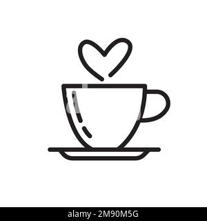 Icône de logo espresso. Tasse à café style plat, élément vectoriel en forme de coeur Illustration de Vecteur