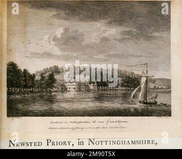 Newsted Priory Notinghamshire Newstead Abbey, à Notinghamshire, en Angleterre, était autrefois un prieuré Augustinien. Converti en maison domestique suite à la dissolution des monastères, il est maintenant plus connu comme la maison ancestrale de Lord Byron. D'après le livre « supplément aux antiquités de l'Angleterre et du pays de Galles » de Francis Grose, date de publication 1777 Banque D'Images