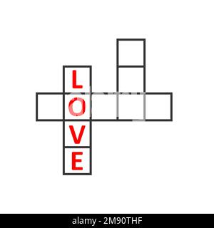 Crossword puzzle avec le mot amour et les cellules vides à remplir. Illustration de Vecteur