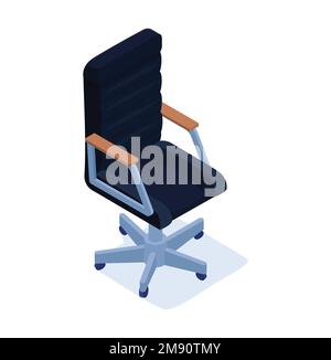 Chaise de bureau noire pour boss. Mobilier pratique pour l'appartement et le travail Illustration de Vecteur