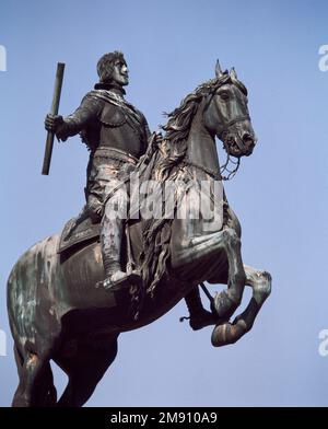 ESTATUA ECUESTRE DE FELIPE IV - SIGLO XVII Auteur: Pietro TACCA. EMPLACEMENT: PLAZA DE ORIENTE. MADRID. ESPAGNE. FELIPE III HIJO. MARGUERITE D'AUTRICHE HIJO. AUTRICHE MARGARITA HIJO. FELIPE IV REY DE ESPAÑA. Banque D'Images