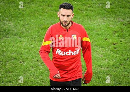 Adrien THOMASSON de Lens lors du championnat français Ligue 1 match de football entre RC Lens et AJ Auxerre sur 14 janvier 2023 au stade Bolaert-Delelis à Lens, France - photo Matthieu Mirville / DPPI Banque D'Images