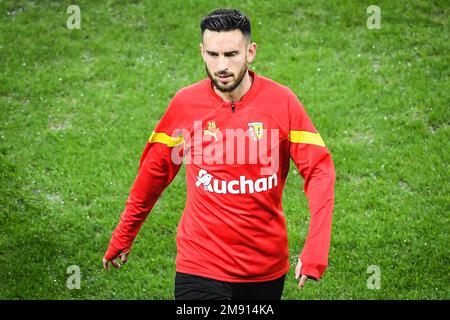 Adrien THOMASSON de Lens lors du championnat français Ligue 1 match de football entre RC Lens et AJ Auxerre sur 14 janvier 2023 au stade Bolaert-Delelis à Lens, France - photo Matthieu Mirville / DPPI Banque D'Images